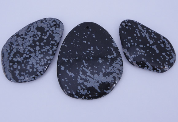 NGP947 5PCS 35-55mm*50-65mm freeform snowflake obsidian gemstone pendants