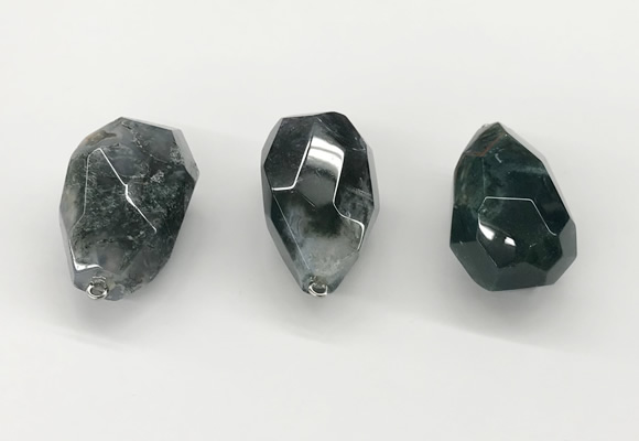 NGP9811 22*35mm - 25*40mm faceted nuggets moss agate pendants