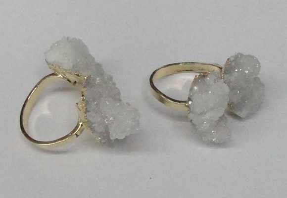 NGR101 13*18mm - 15*20mm nuggets plated druzy quartz rings