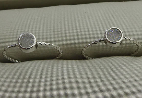 NGR1025 4mm coin plated druzy agate rings wholesale