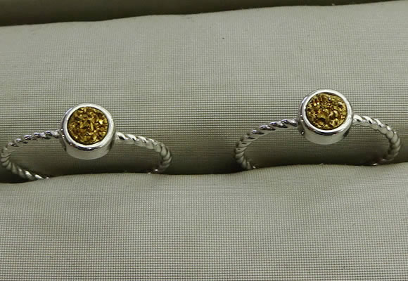 NGR1027 4mm coin plated druzy agate rings wholesale