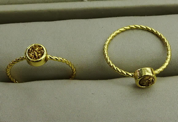 NGR1032 4mm coin plated druzy agate rings wholesale