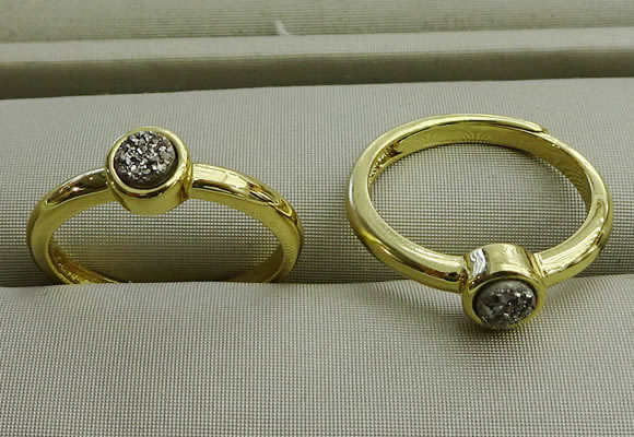 NGR1042 4mm coin plated druzy agate rings wholesale