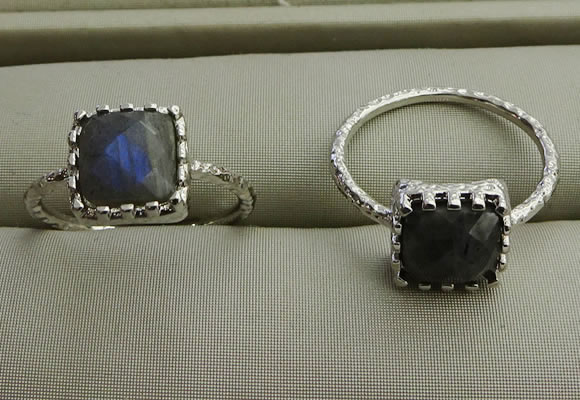NGR1067 8*8mm square labradorite gemstone rings wholesale