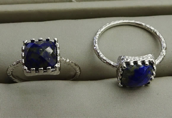NGR1068 8*8mm square lapis lazuli gemstone rings wholesale