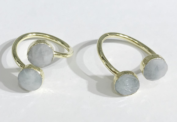 NGR1085 8mm coin aquamarine gemstone rings wholesale