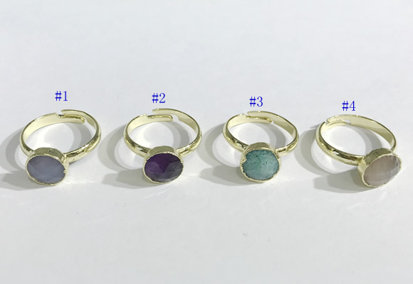 NGR1102 10mm faceted coin  mixed gemstone rings wholesale