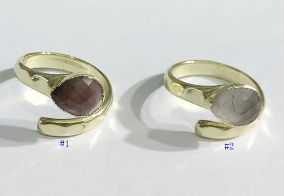 NGR1106 8*10mm faceted flat droplet  mixed gemstone rings wholesale