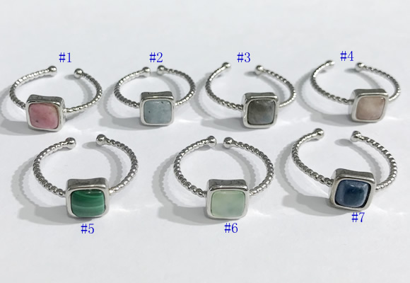 NGR1112 8mm square  mixed gemstone rings wholesale