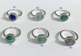 NGR1133 11mm flat round mixed gemstone gemstone rings wholesale