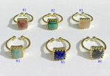 NGR1139 10mm square  mixed gemstone rings wholesale
