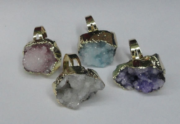 NGR133 18*25mm - 20*25mm freeform plated druzy quartz rings