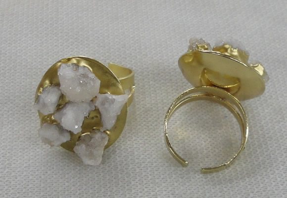 NGR175 25*30mm druzy agate gemstone rings wholesale