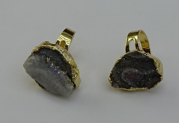 NGR2127 20*25mm - 25*35mm freeform plated druzy agate rings