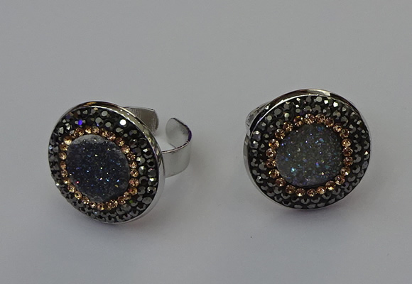 NGR2138 20mm - 22mm coin plated druzy agate rings wholesale