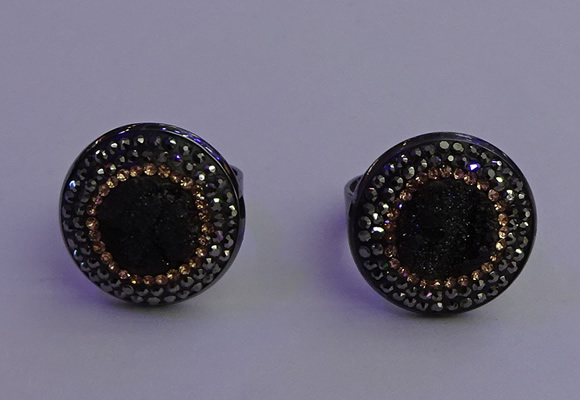 NGR2155 20mm - 22mm coin plated druzy agate gemstone rings