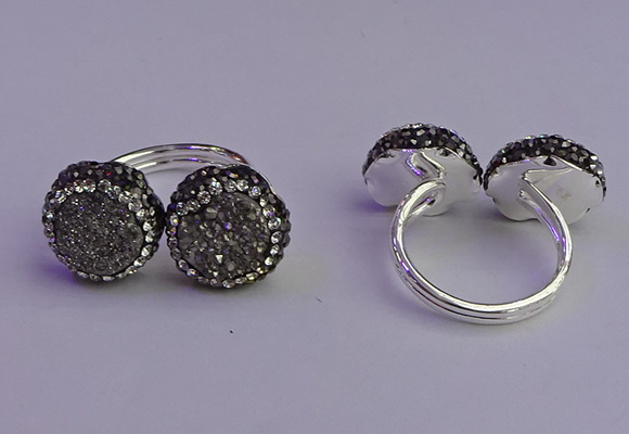 NGR2172 12mm - 14mm coin plated druzy agate rings wholesale