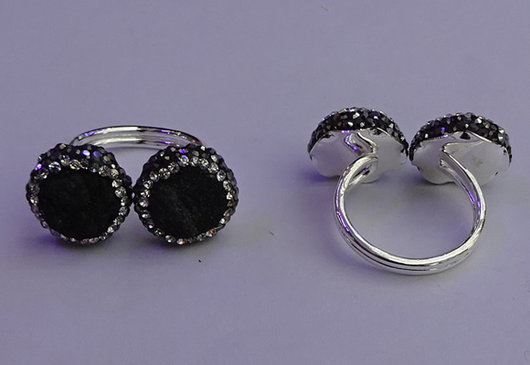 NGR2174 12mm - 14mm coin plated druzy agate rings wholesale