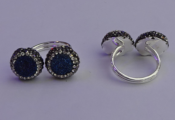 NGR2178 12mm - 14mm coin plated druzy agate rings wholesale