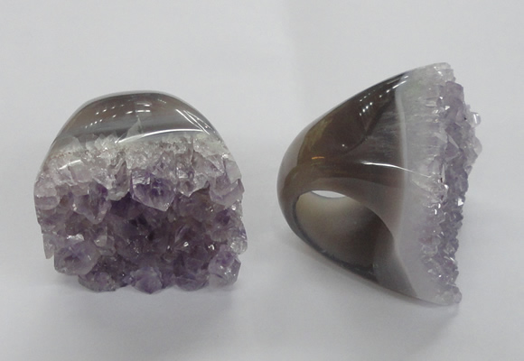 NGR28 35*40mm - 40*45mm freeform druzy amethyst gemstone rings