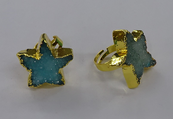 NGR284 25*25mm - 30*30mm star druzy agate gemstone rings