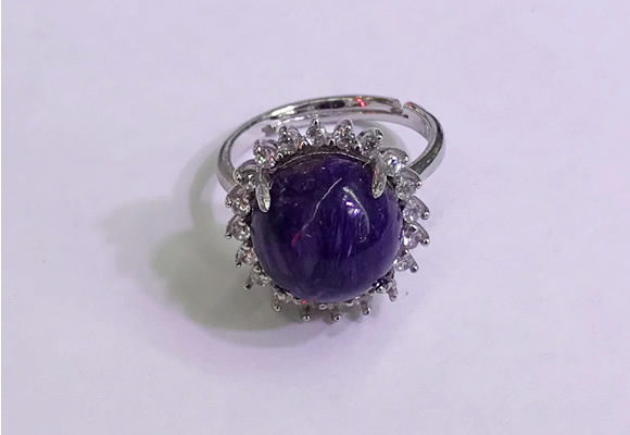 NGR3008 925 sterling silver with 12mm flat  round charoite rings