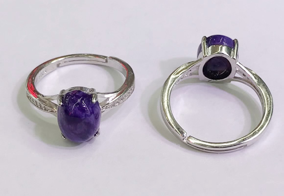 NGR3017 925 sterling silver with 8*10mm oval charoite rings