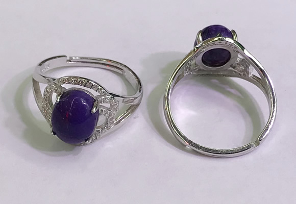 NGR3018 925 sterling silver with 8*10mm oval charoite rings