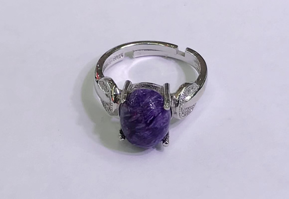 NGR3020 925 sterling silver with 8*10mm oval charoite rings