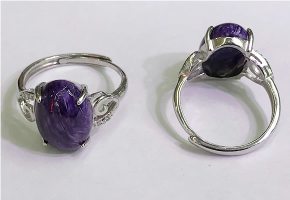 NGR3029 925 sterling silver with 10*14mm oval charoite rings