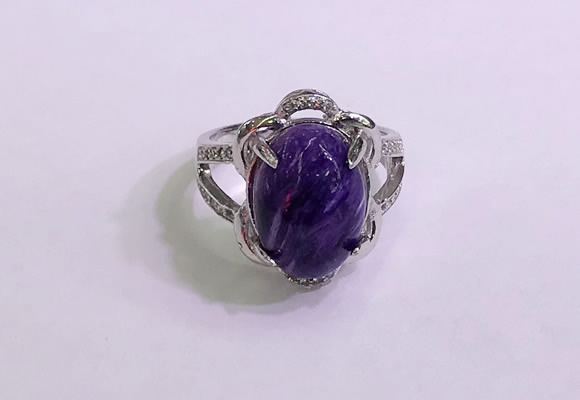 NGR3034 925 sterling silver with 10*14mm oval charoite rings