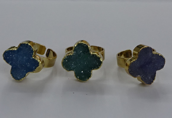 NGR317 18*18mm - 20*20mm flower druzy agate gemstone rings