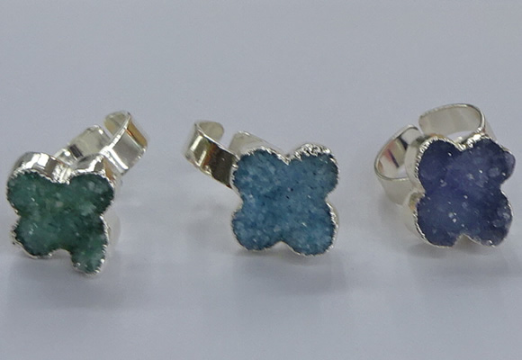NGR329 18*18mm - 20*20mm flower druzy agate gemstone rings