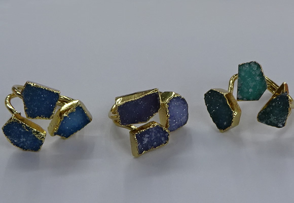 NGR349 10*14mm - 12*16mm freeform druzy agate gemstone rings
