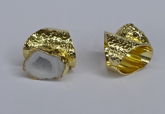 NGR372 15*20mm - 20*25mm freeform druzy agate rings wholesale