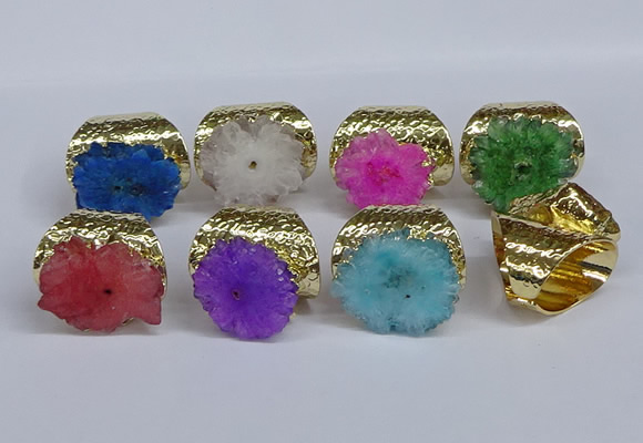 NGR390 18*25mm - 22*28mm freeform druzy agate gemstone rings