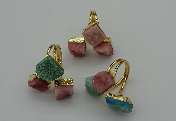 NGR4000 10*12mm - 12*14mm freeform druzy agate gemstone rings
