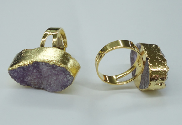 NGR54 18*25mm - 20*30mm freeform plated druzy agate rings