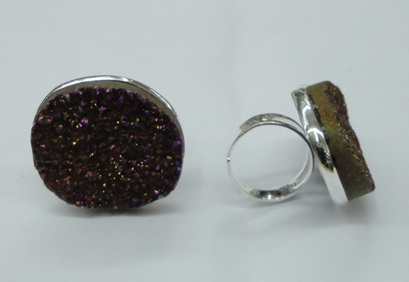 NGR63 25*30mm - 30*40mm freeform plated druzy agate rings