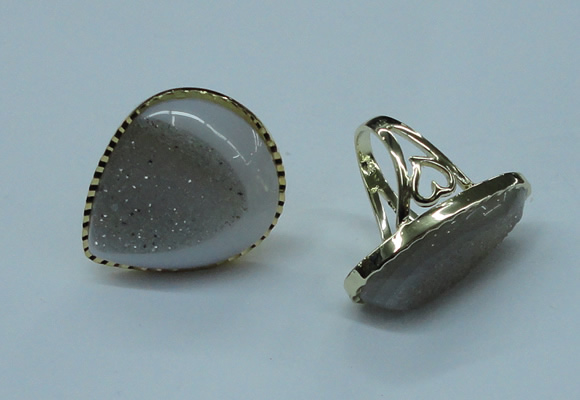 NGR69 15*20mm - 20*25mm freeform plated druzy agate rings
