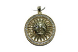 Pend104 36mm copper circle pendant pave zirconia gold plated