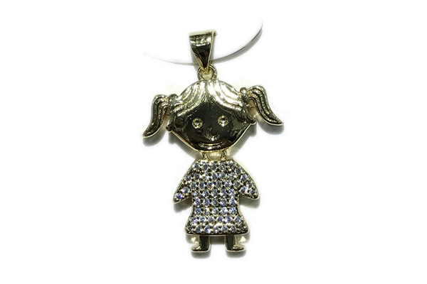 Pend174 20*23mm copper pendant pave zirconia gold plated