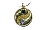 Pend183 20mm copper circle pendant pave zirconia gold plated