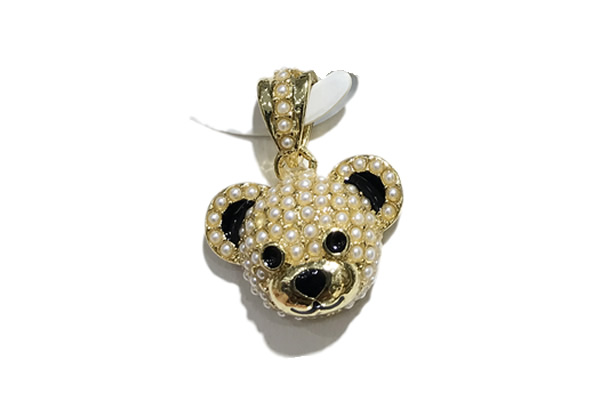Pend207 14*20mm copper bear pendant pave zirconia gold plated