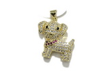 Pend211 20*22mm copper dog pendant pave zirconia gold plated