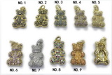 Pend231 16*26mm copper bear pendant pave zirconia gold plated
