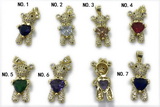 Pend246 10*20mm copper bear pendant pave zirconia gold plated