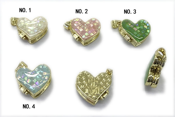 Pend280 15*17mm copper heart pendant pave abalone shell gold plated