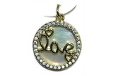 Pend45 18mm copper circle pendant pave shell zirconia gold plated