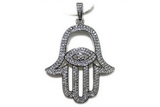 Pend52 35*40mm copper pendant pave zirconia silver plated